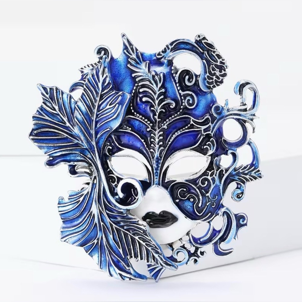 Enamel Mask Pendant Brooch Modern New